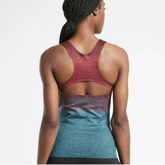 Athleta Women Ombre Red Blue Black Relay Tank Seamless Workout Top Size XS - Picture 3 of 6
